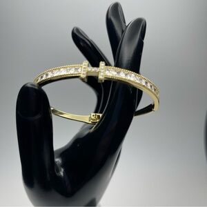 Gold tone and Crystal Letter "H" Bangle Bracelet - NWOT